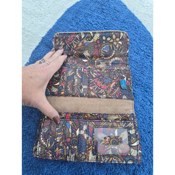 Sakroots Artist Circle Trifold Wallet Boho Floral Peace Logo Multicolor - Picture 2 of 4